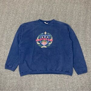 Vintage 90s Anchor Blue Jeans Crest Boxy Sweatshirt One Size Fits‎ All